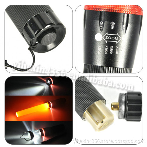 Multifunctional Led Flashlight Camping Light Traffic Light Zoomable Torch